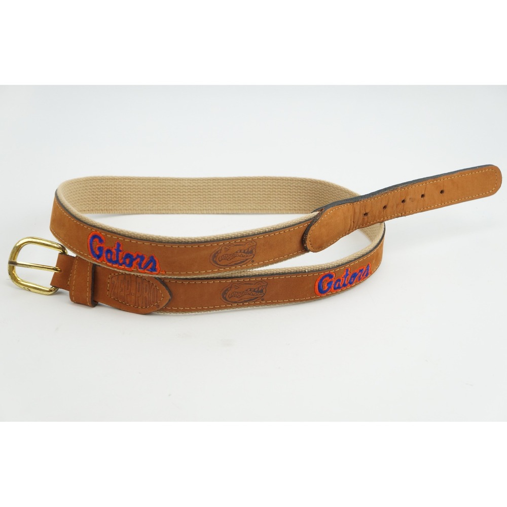 Zep-Pro Belt Size 38 Brown Florida Gators Leather Canvas NCAA USA Excellent